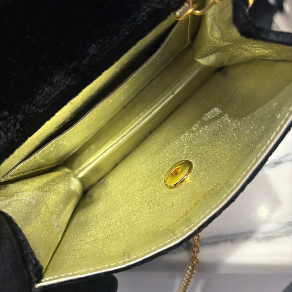 Chanel Black Velvet Chain Shoulder Bag