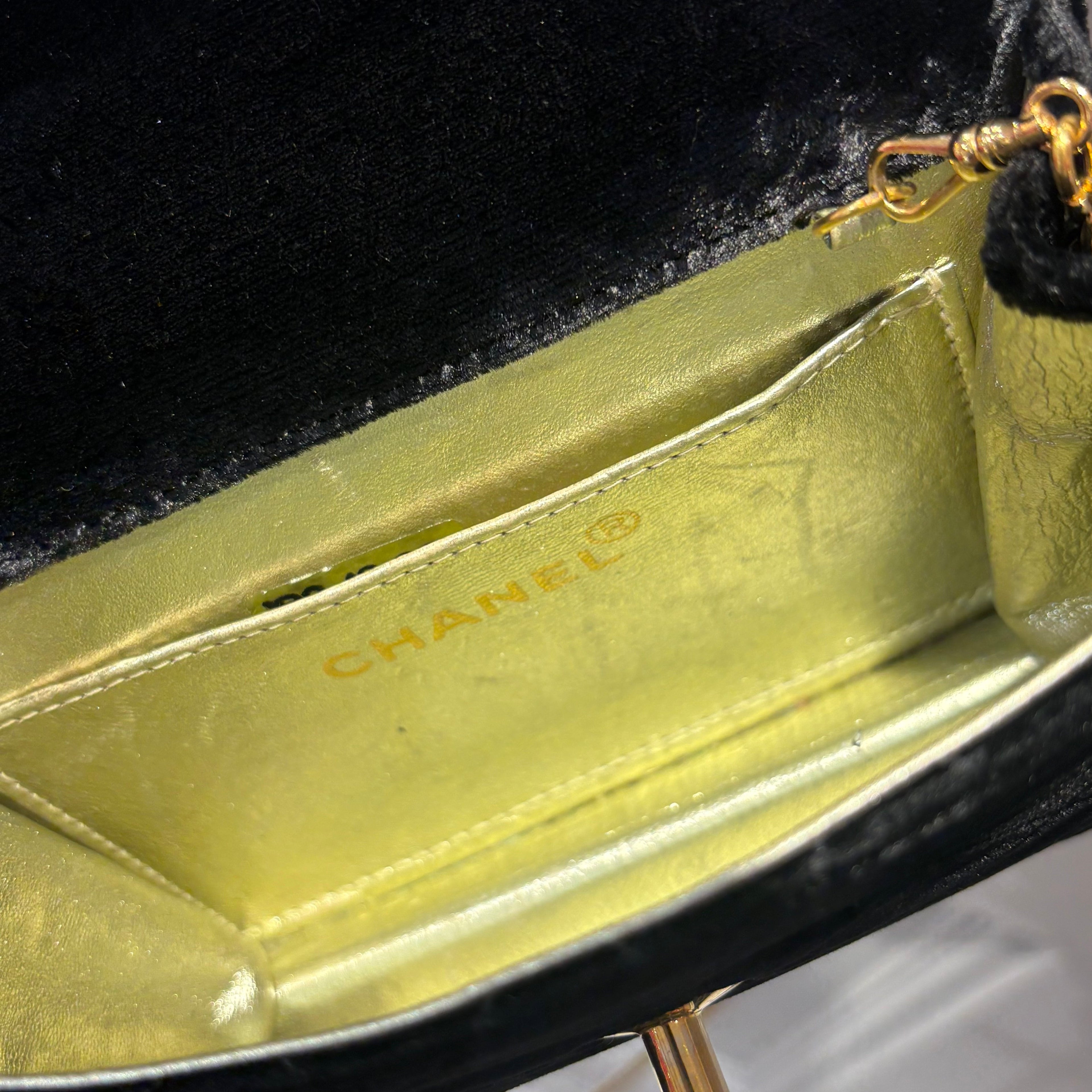 Chanel Black Velvet Chain Shoulder Bag