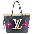 LOUIS VUITTON Neverfull MM Monogram Teddy Shearling Shoulder Bag Black