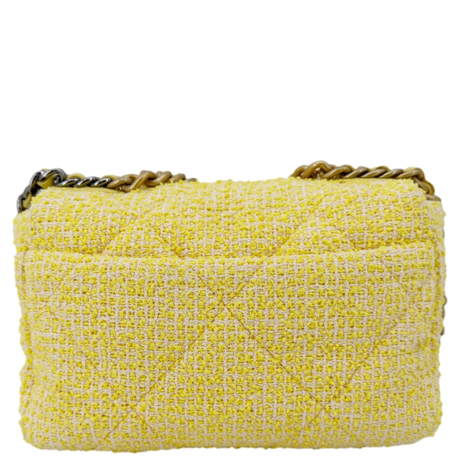Chanel 19 Flap Small Quilted Tweed Shoulder Bag Yellow