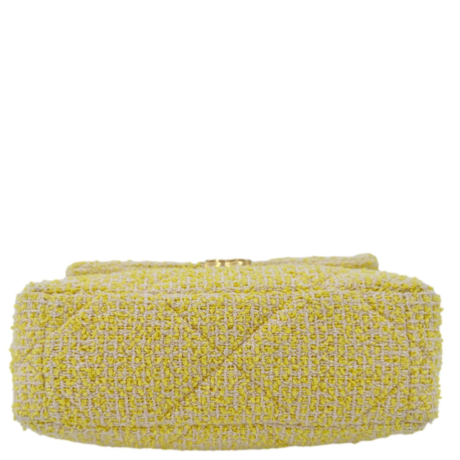 Chanel 19 Flap Small Quilted Tweed Shoulder Bag Yellow