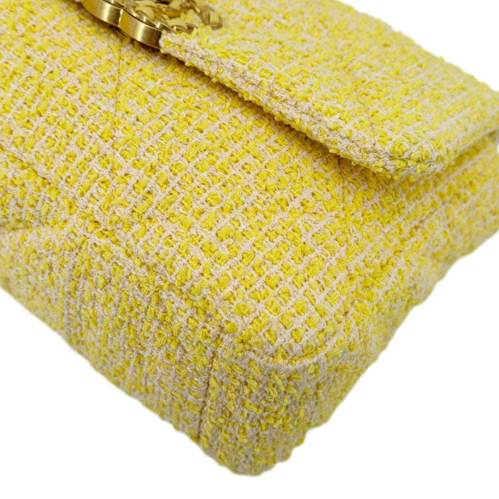 Chanel 19 Flap Small Quilted Tweed Shoulder Bag Yellow
