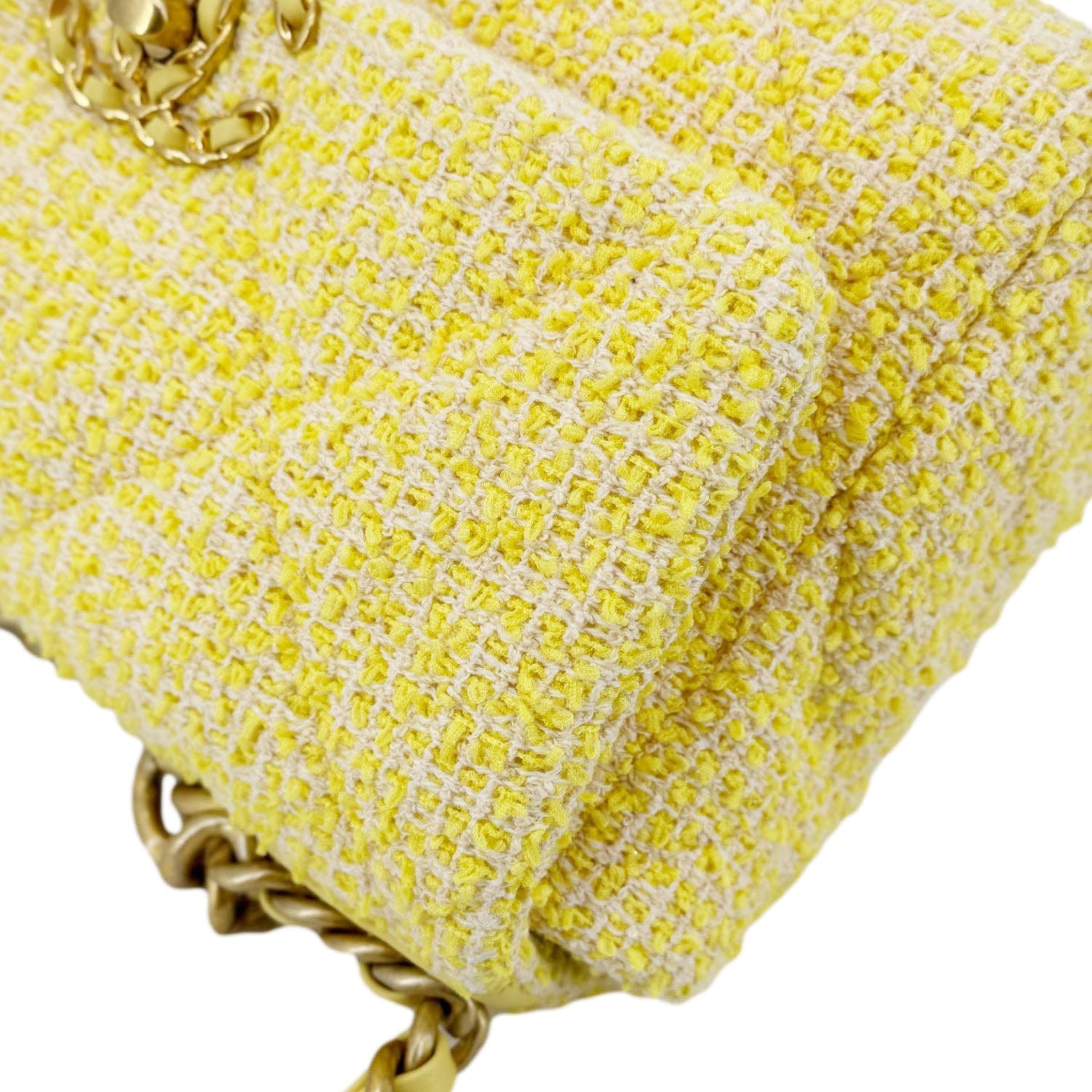 Chanel 19 Flap Small Quilted Tweed Shoulder Bag Yellow