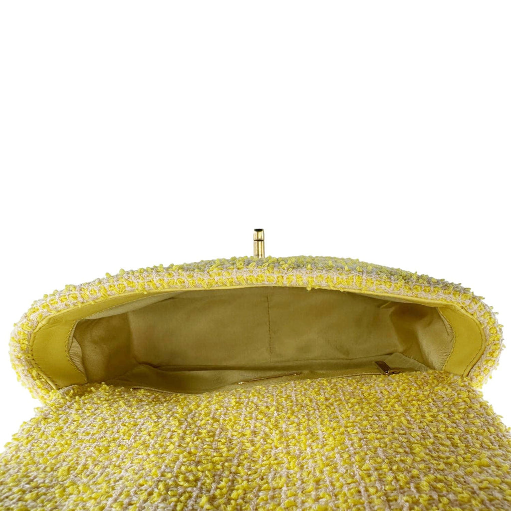 Chanel 19 Flap Small Quilted Tweed Shoulder Bag Yellow