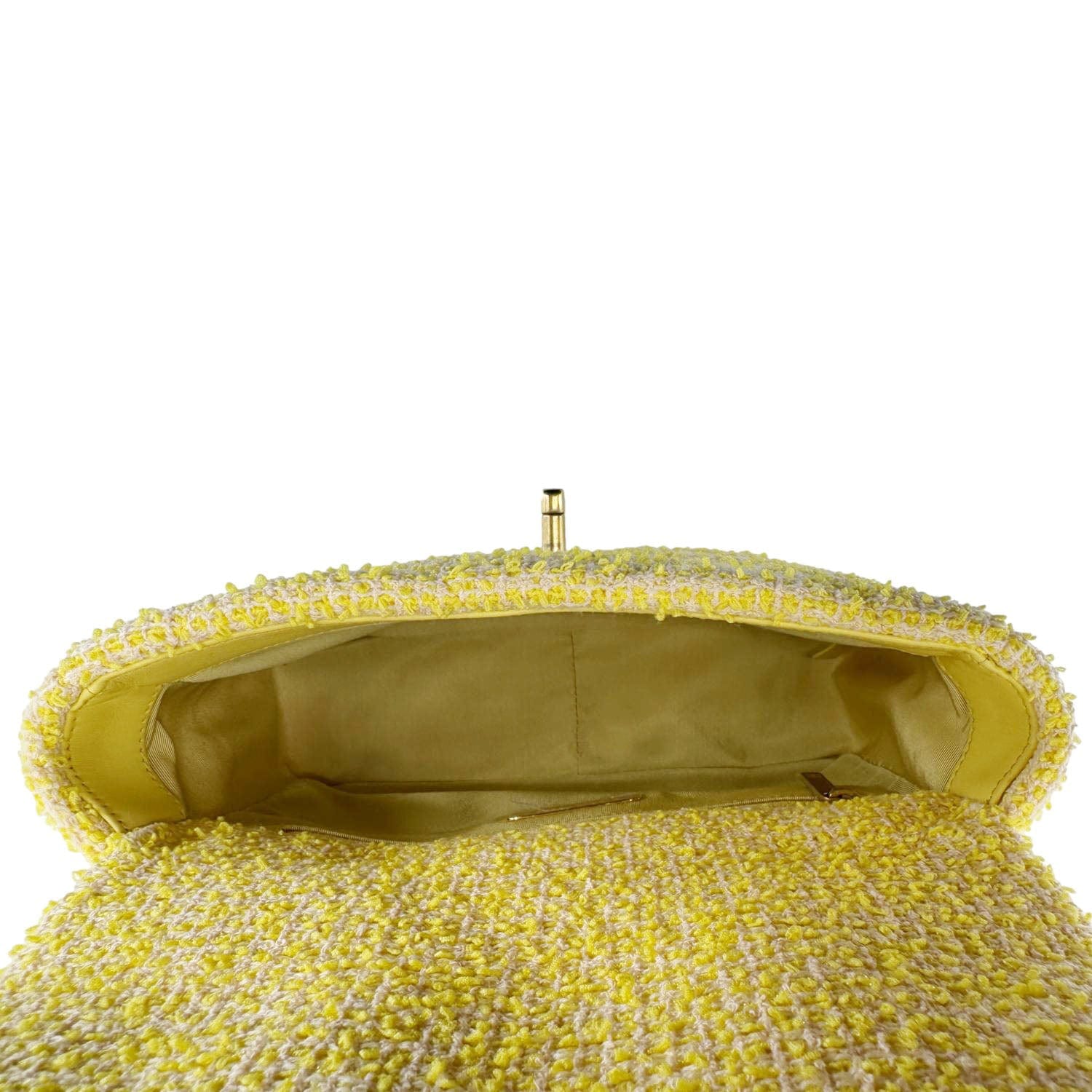 Chanel 19 Flap Small Quilted Tweed Shoulder Bag Yellow