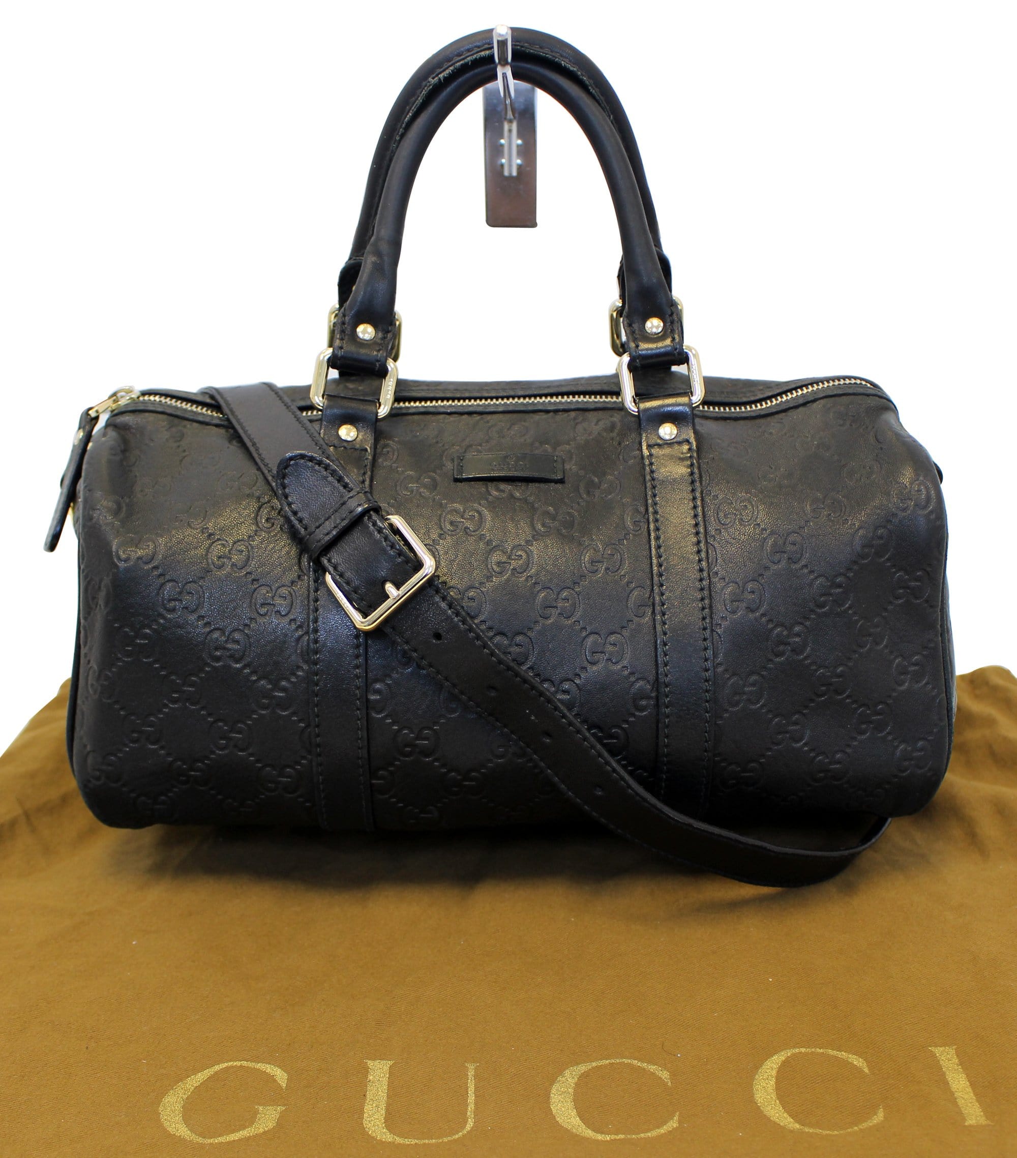 GUCCI Gucci Guccissima Leather Black Boston Bag 203696