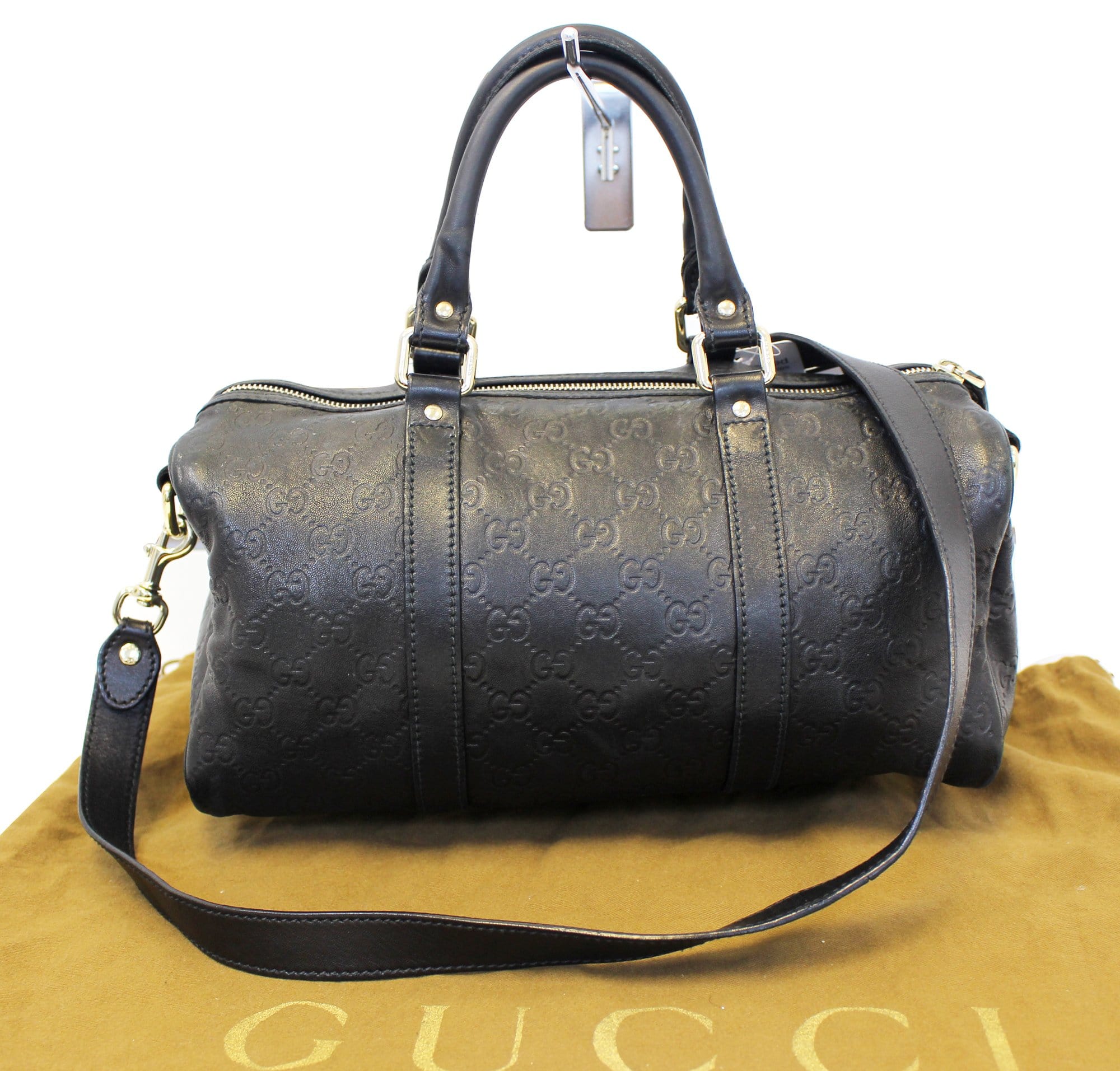GUCCI Gucci Guccissima Leather Black Boston Bag 203696