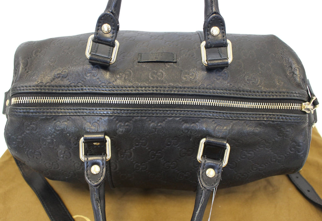 GUCCI Gucci Guccissima Leather Black Boston Bag 203696