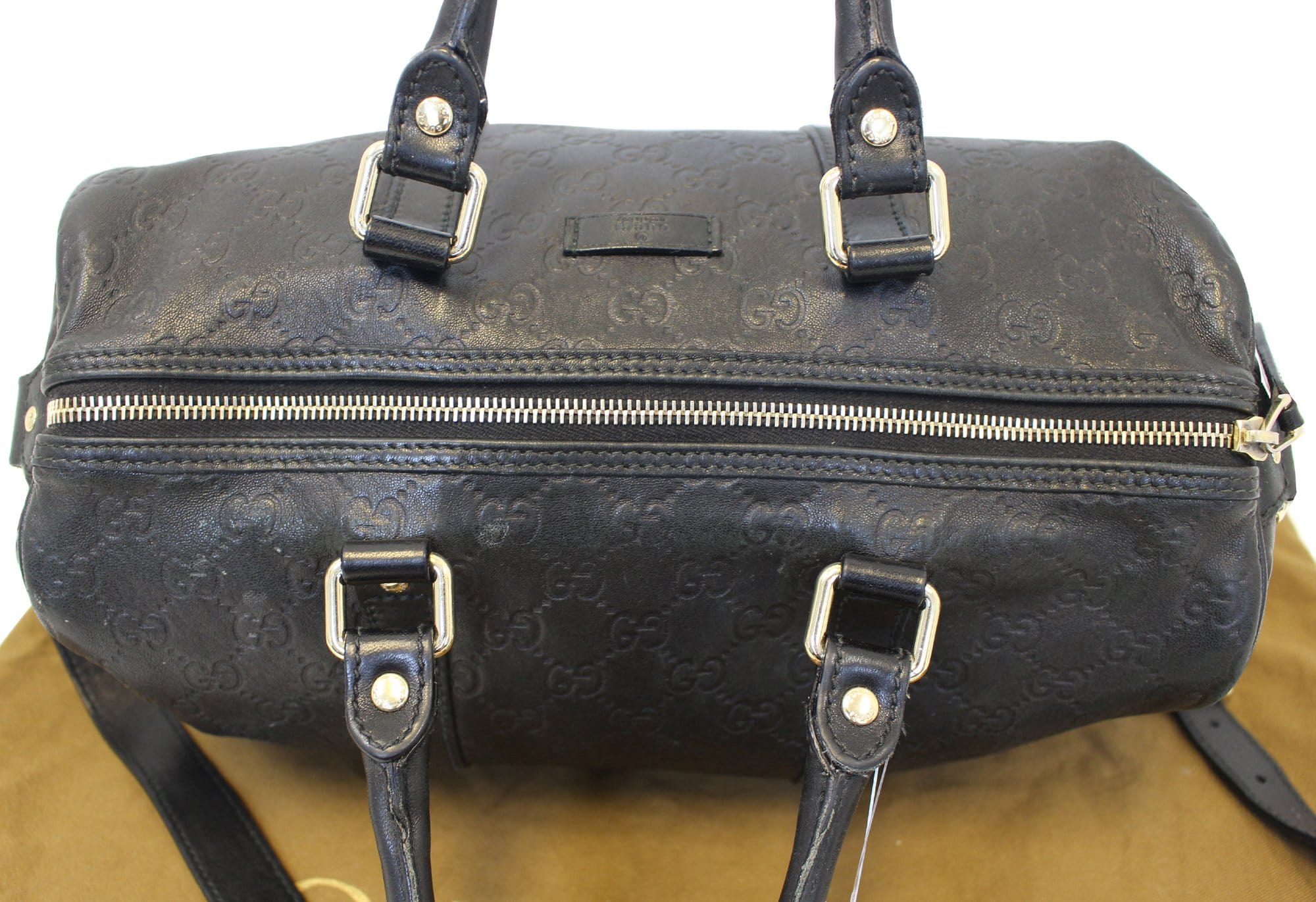 GUCCI Gucci Guccissima Leather Black Boston Bag 203696