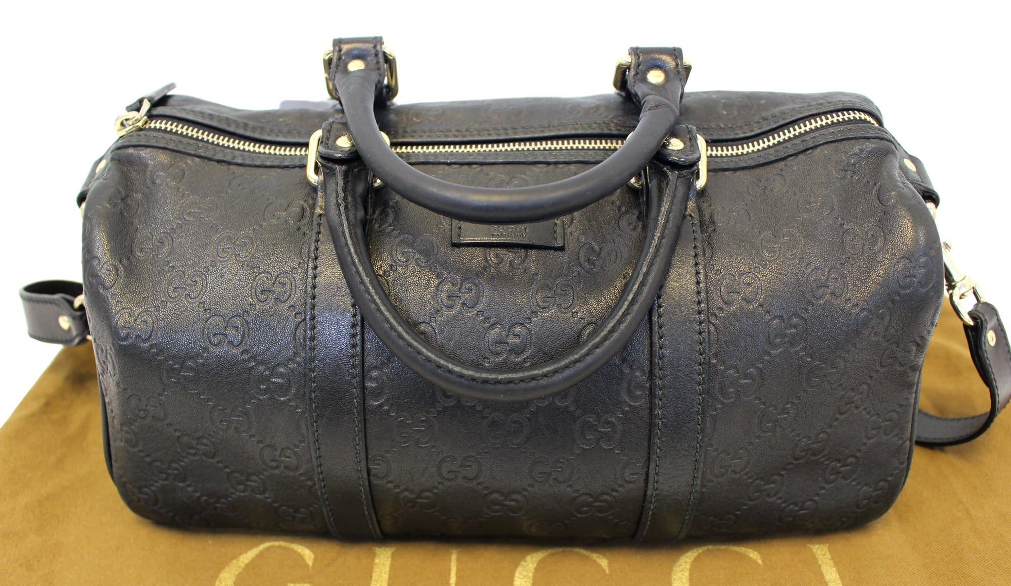 GUCCI Gucci Guccissima Leather Black Boston Bag 203696