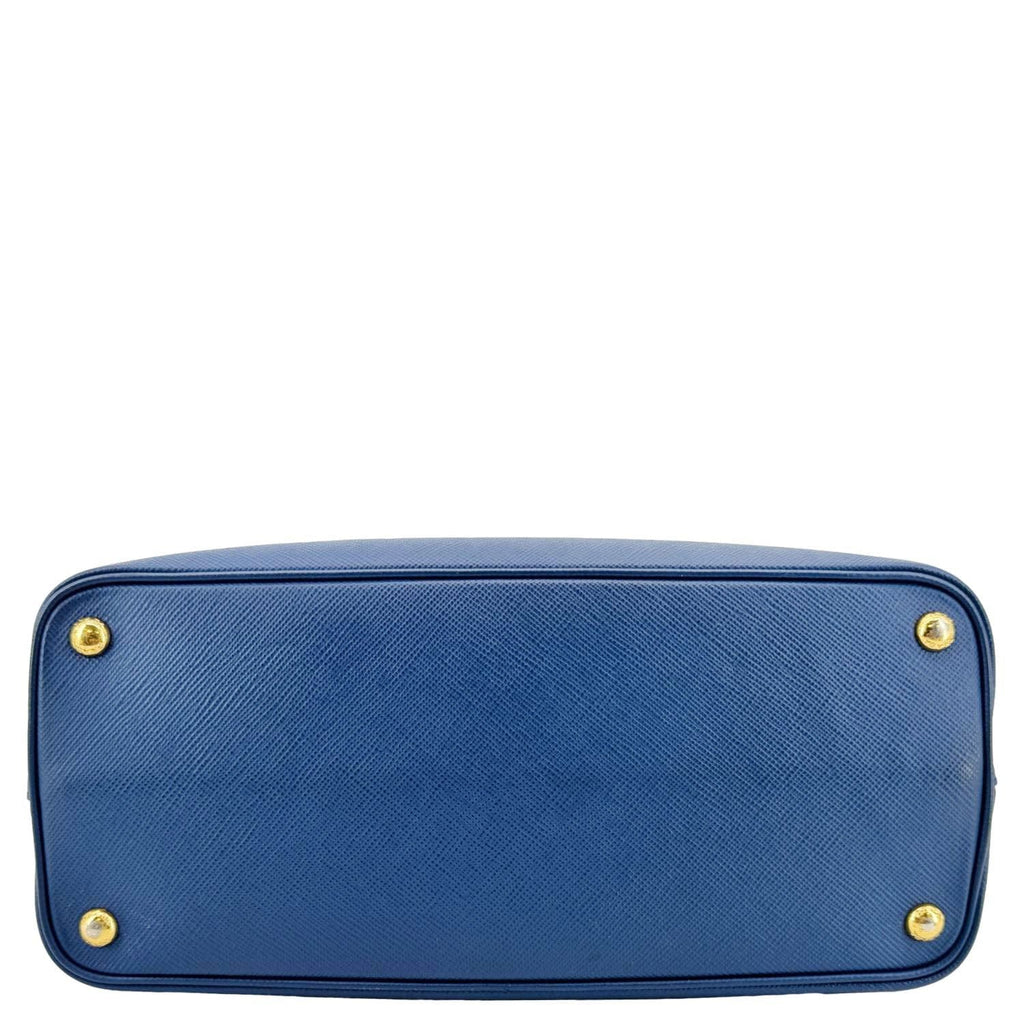 PRADA Double Handle Medium Saffiano Leather Shoulder Bag Navy Blue