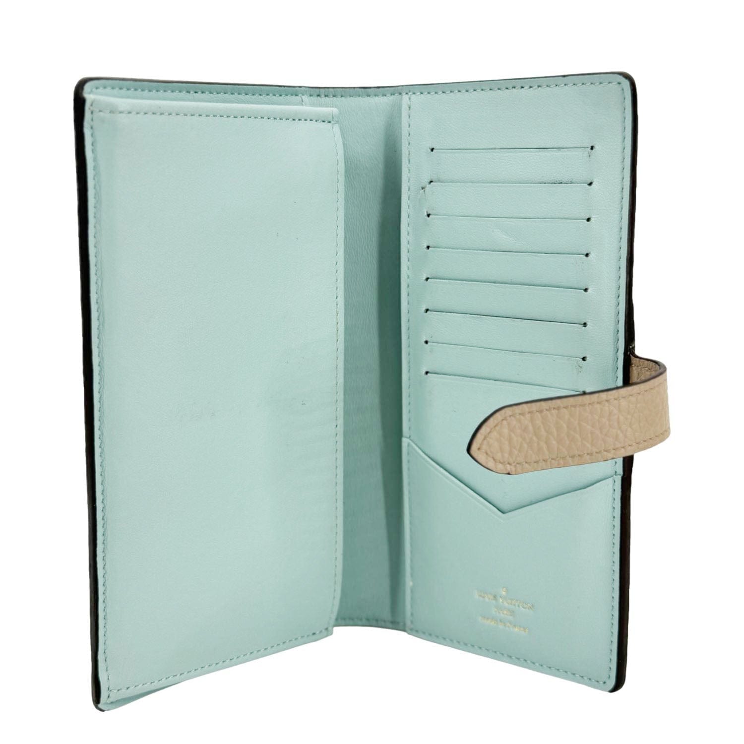 LOUIS VUITTON Grained Taurillon Leather Vertical Wallet Galet Beige