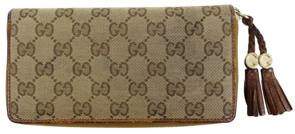 GUCCI Gucci Canvas Zip Around with Tassels Wallet 261393