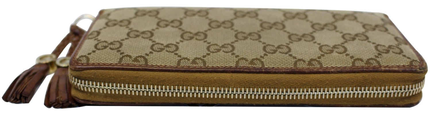 GUCCI Gucci Canvas Zip Around with Tassels Wallet 261393