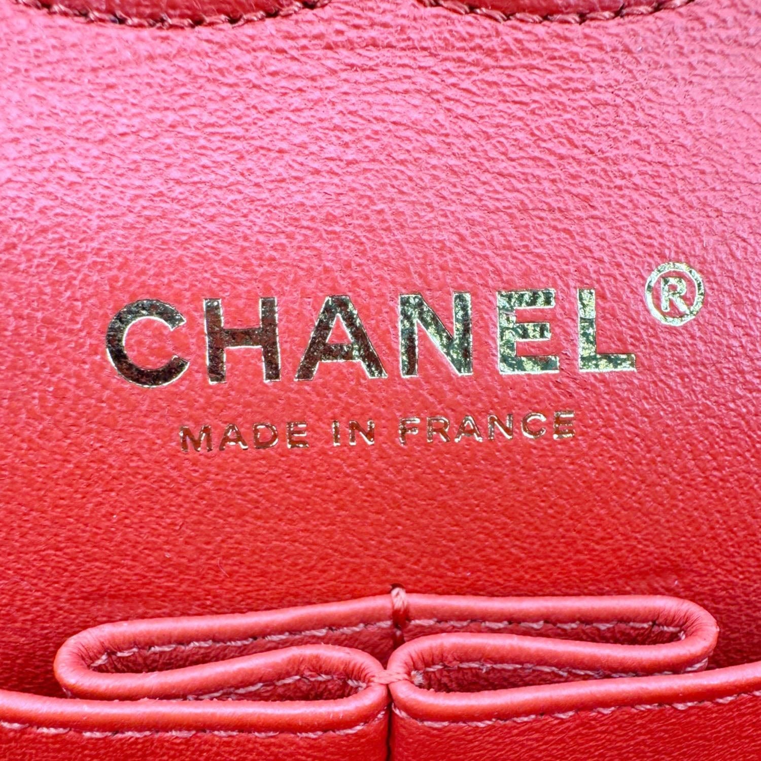 Chanel Classic Double Flap Medium Chevron Leather Shoulder Bag Orange