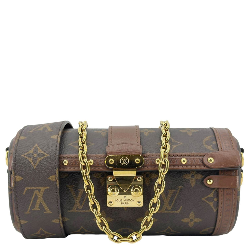 LOUIS VUITTON Papillon Trunk Monogram Canvas Satchel Bag Brown