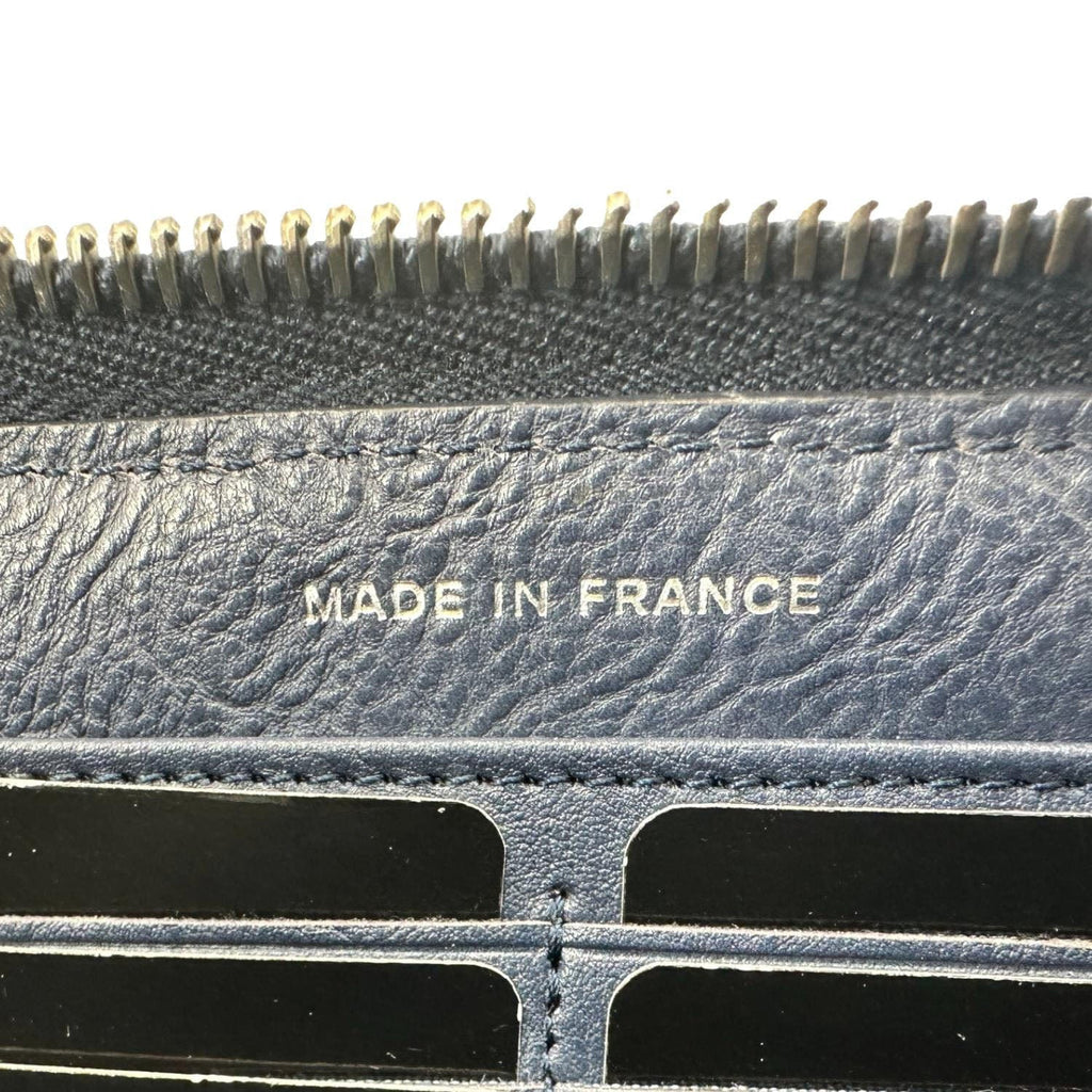 Chanel Boy Quilted Calfskin Leather Zip Around Wallet Blue