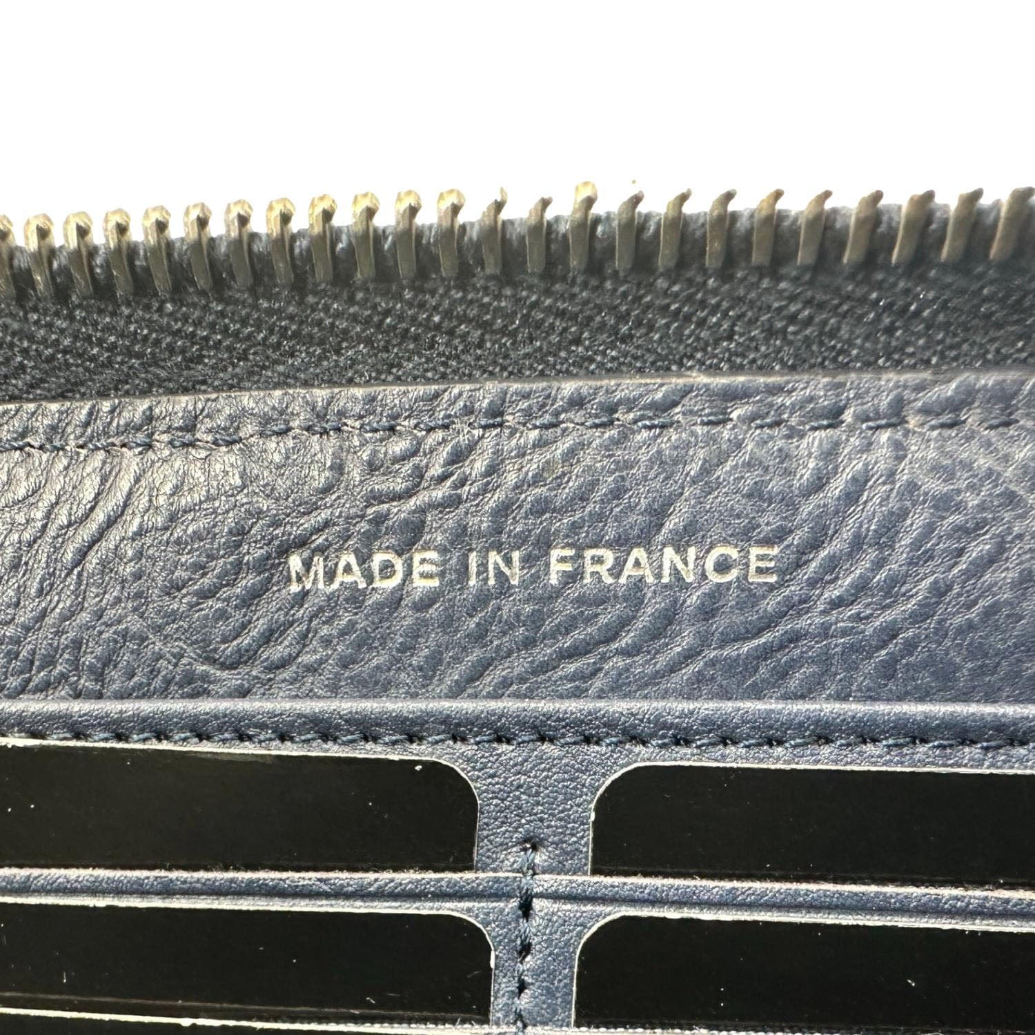 Chanel Boy Quilted Calfskin Leather Zip Around Wallet Blue