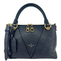 LOUIS VUITTON V BB Monogram Empreinte Tote Shoulder Bag Navy Blue