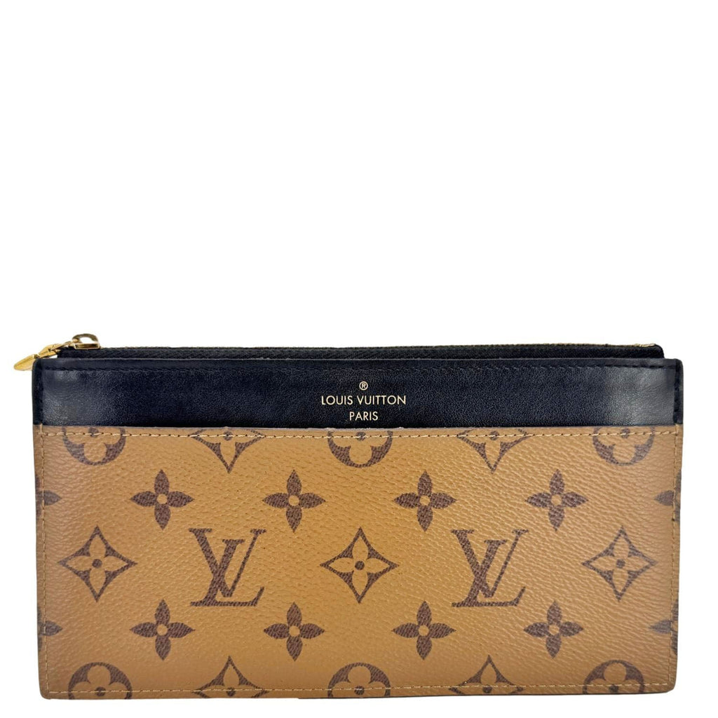 LOUIS VUITTON Slim Purse Monogram Reverse Canvas Wallet Brown