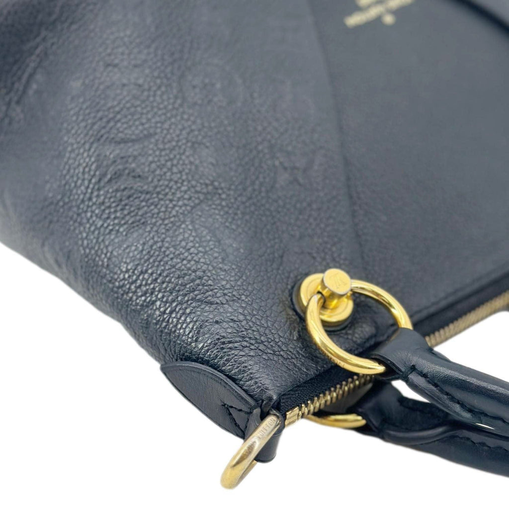 LOUIS VUITTON V BB Monogram Empreinte Tote Shoulder Bag Navy Blue