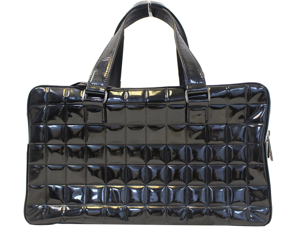 Chanel Choco Bar Black Patent Leather Travel Bag