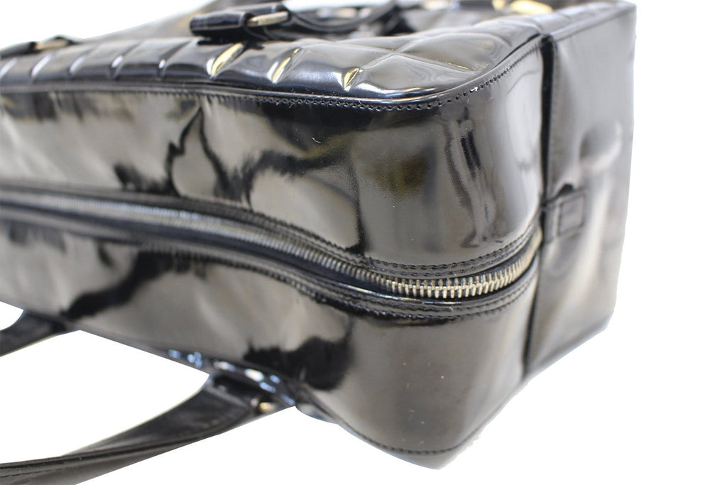 Chanel Choco Bar Black Patent Leather Travel Bag