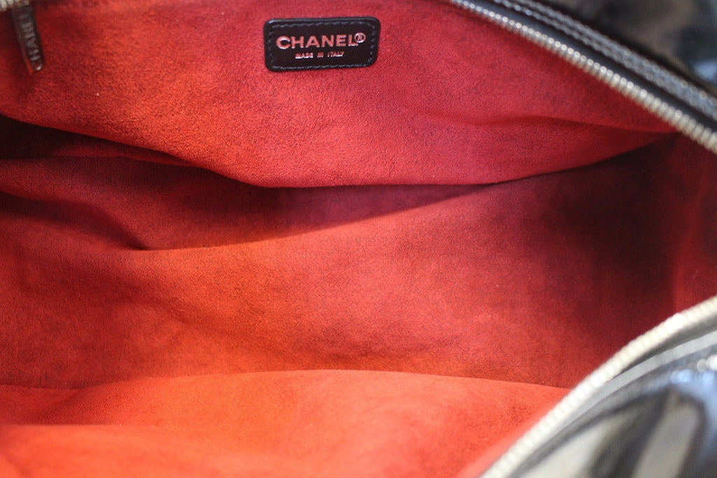 Chanel Choco Bar Black Patent Leather Travel Bag