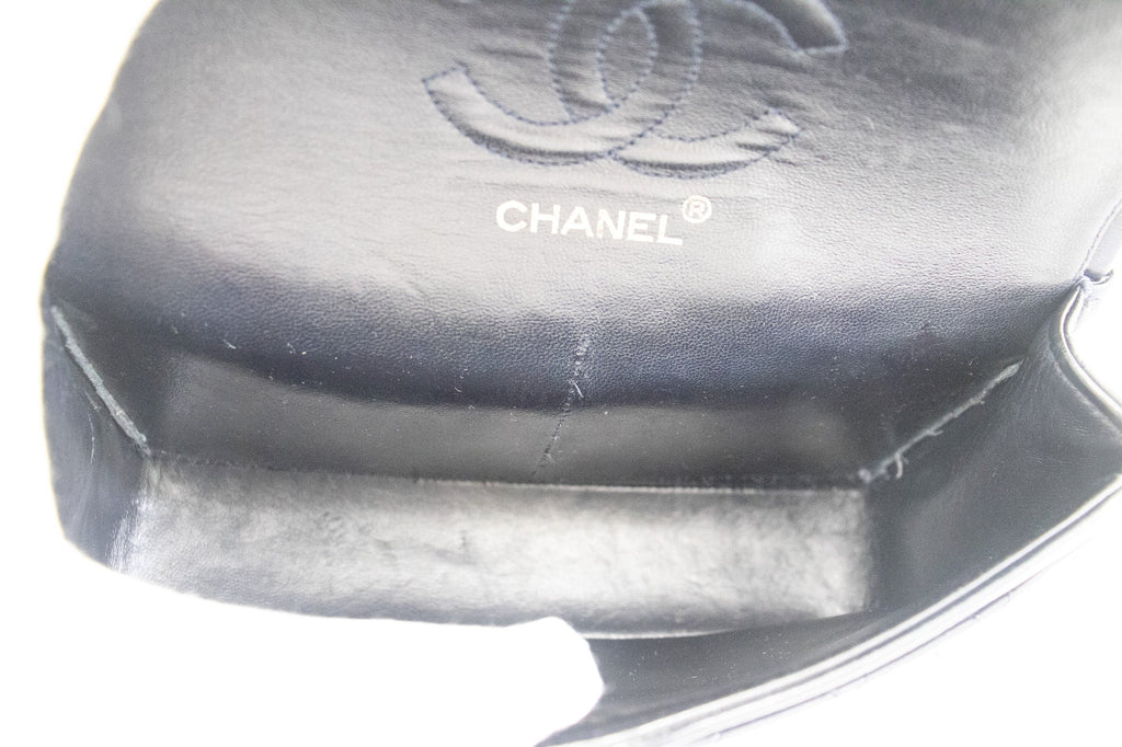 CHANEL Classic Double Flap 9" Chain Shoulder Bag Navy Lambskin g71