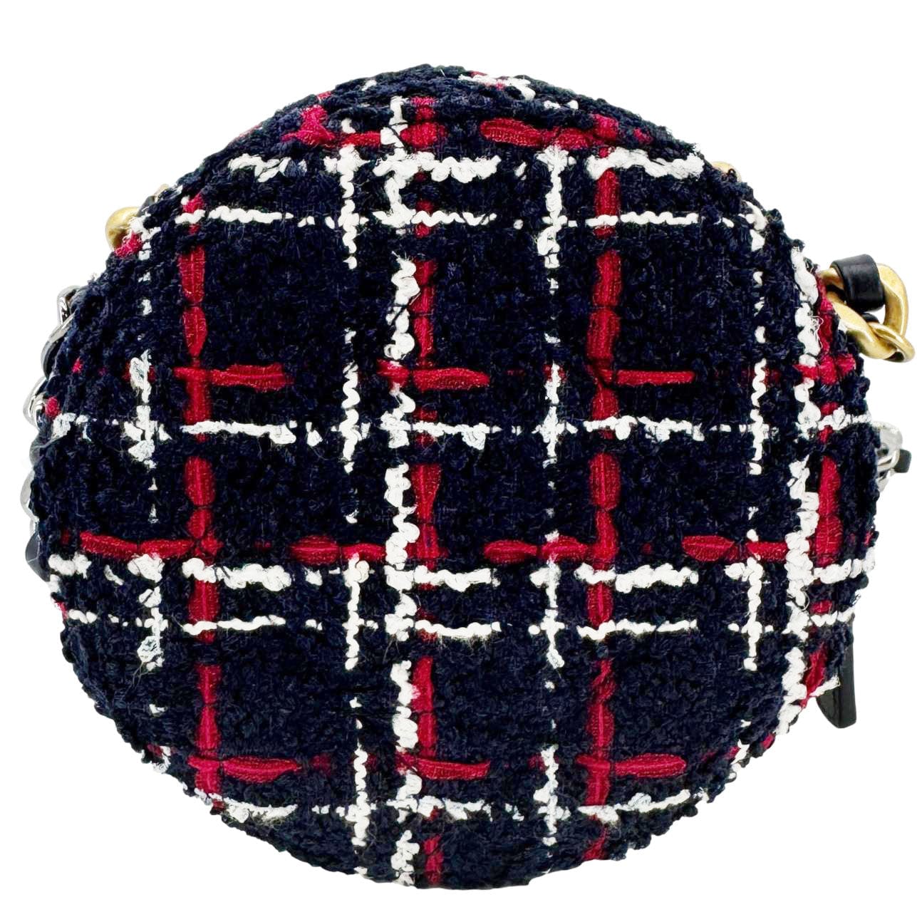 Chanel 19 Round Tweed Chain Crossbody Bag Multicolor