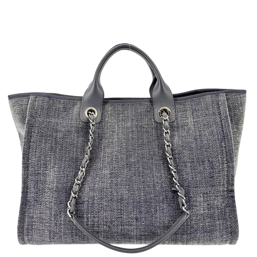 Chanel Deauville Canvas Shopping Tote Bag Gray