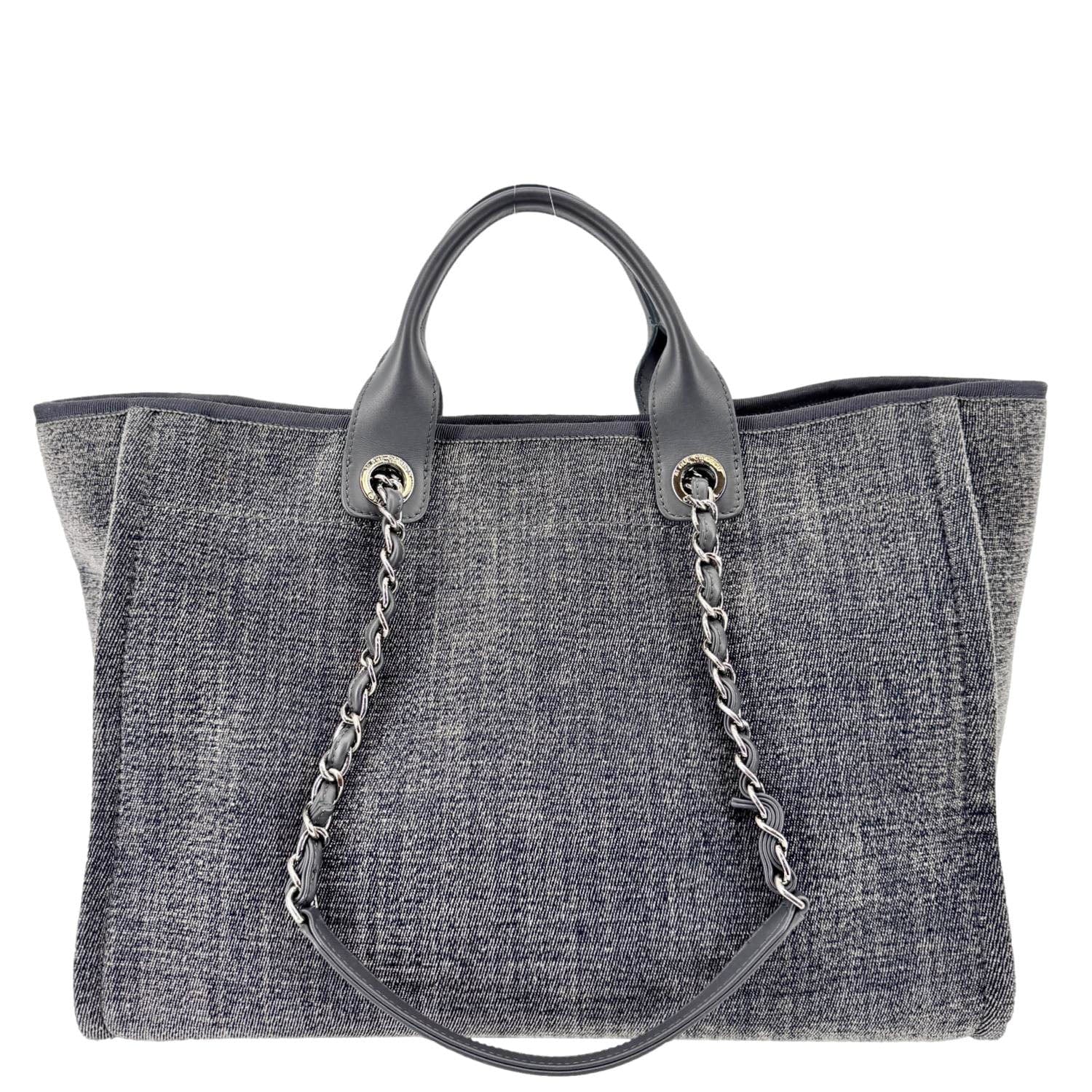 Chanel Deauville Canvas Shopping Tote Bag Gray