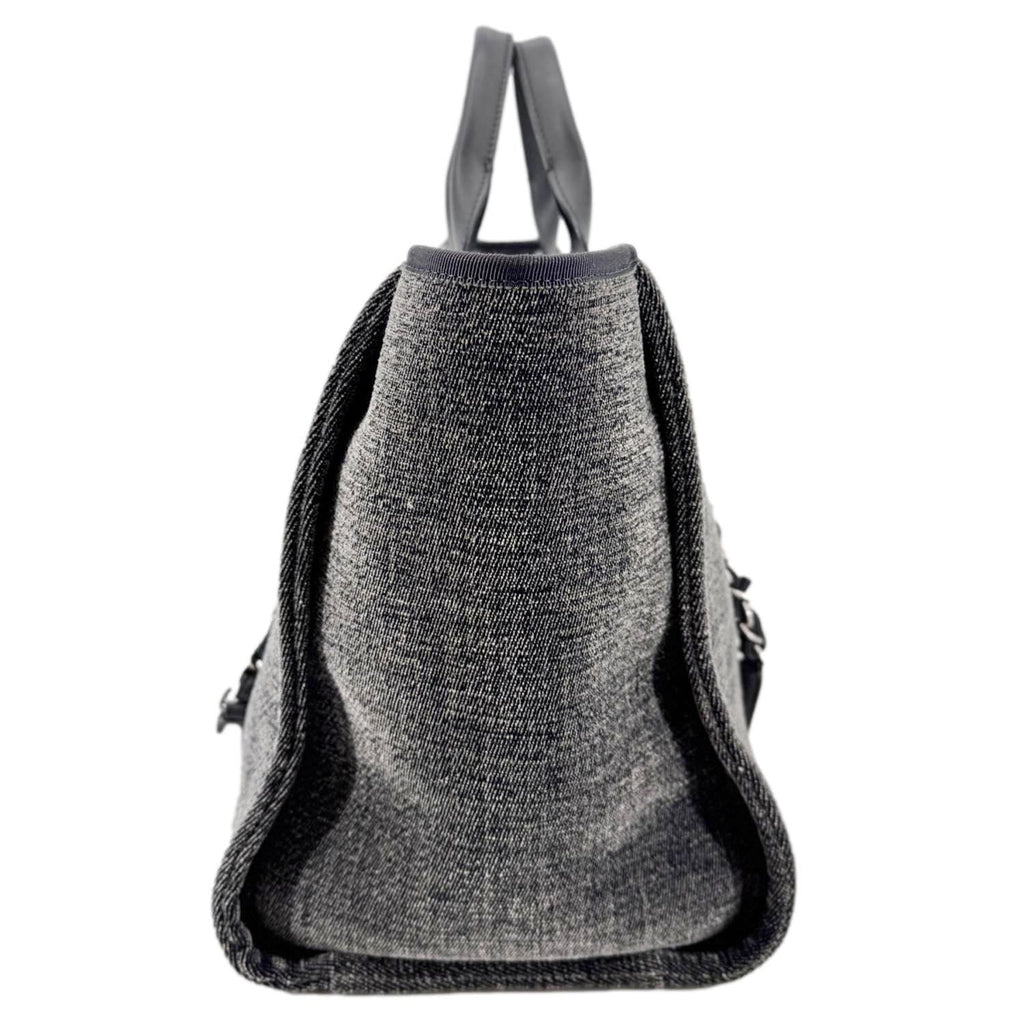 Chanel Deauville Canvas Shopping Tote Bag Gray