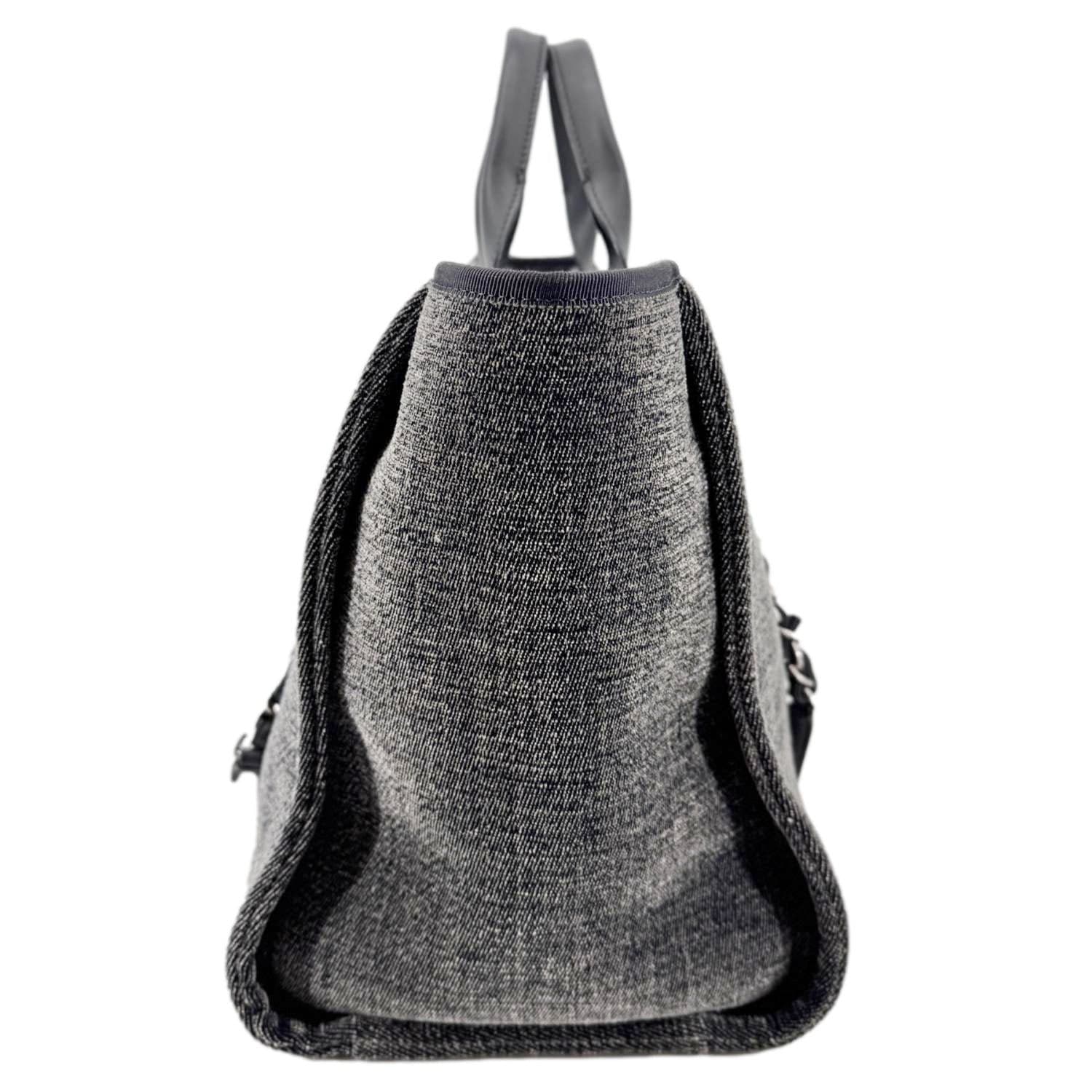 Chanel Deauville Canvas Shopping Tote Bag Gray