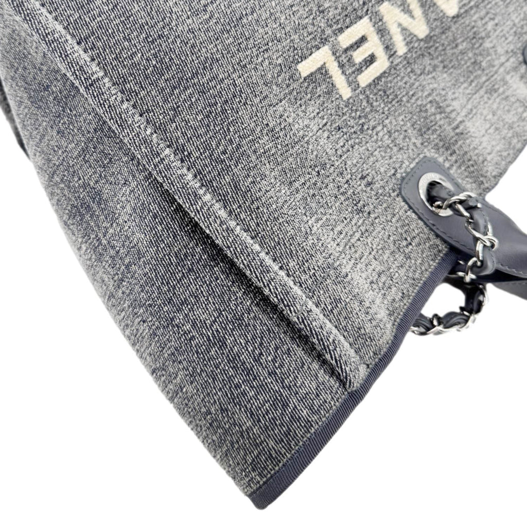 Chanel Deauville Canvas Shopping Tote Bag Gray
