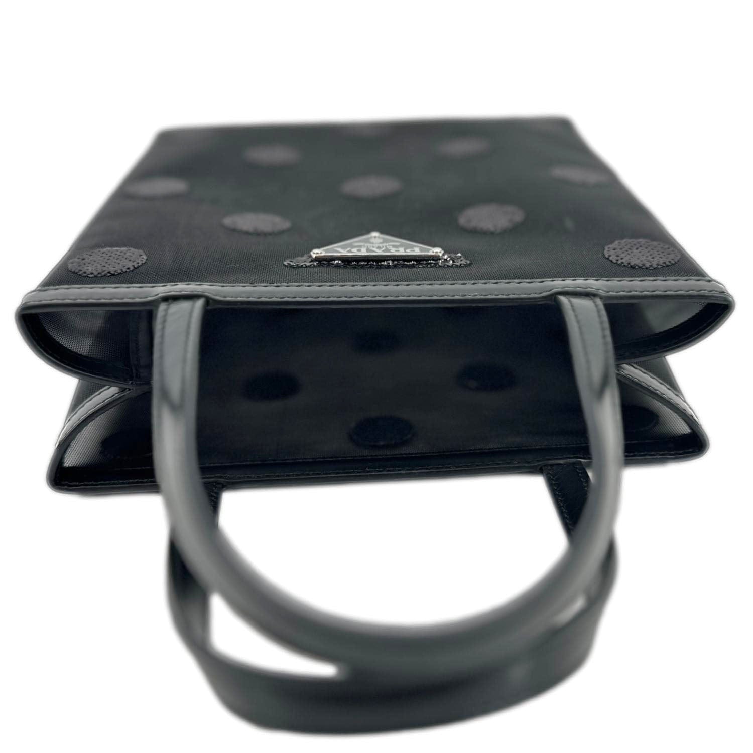 PRADA Ricamo Rete Polka Dot Mesh Tote BLack