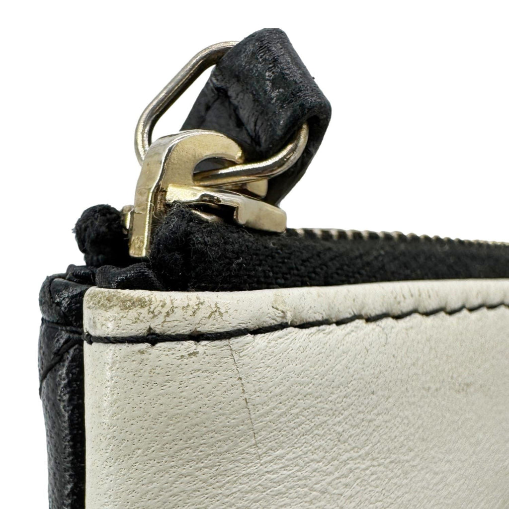Chanel Camellia O Case Medium Quilted Leather Clutch Black