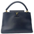 LOUIS VUITTON Capucines MM Taurillon Leather Satchel Bag Black
