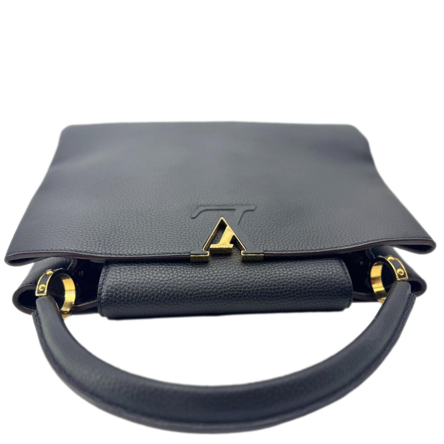 LOUIS VUITTON Capucines MM Taurillon Leather Satchel Bag Black
