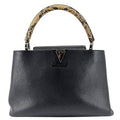 LOUIS VUITTON Capucines BB Python Handle Leather Satchel Bag Black