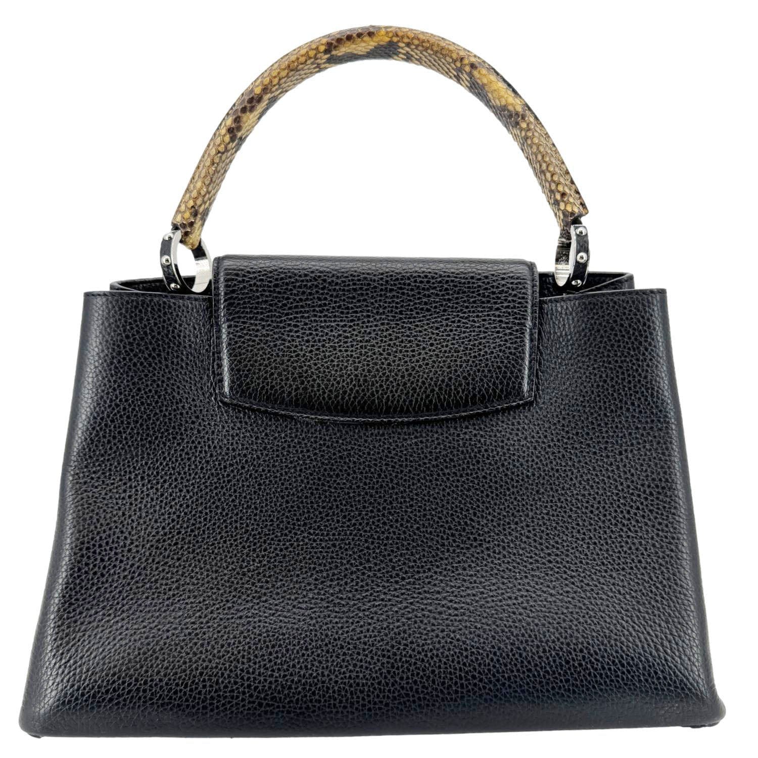LOUIS VUITTON Capucines BB Python Handle Leather Satchel Bag Black