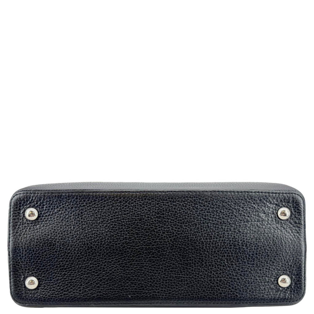 LOUIS VUITTON Capucines BB Python Handle Leather Satchel Bag Black