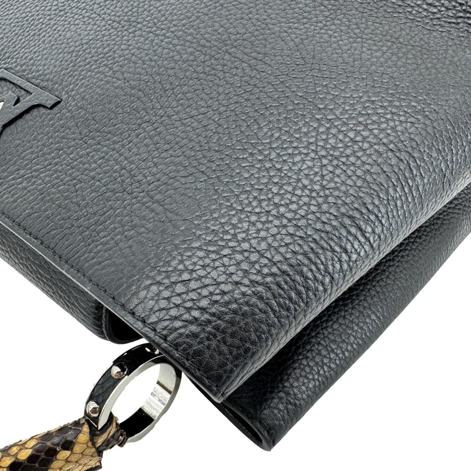 LOUIS VUITTON Capucines BB Python Handle Leather Satchel Bag Black