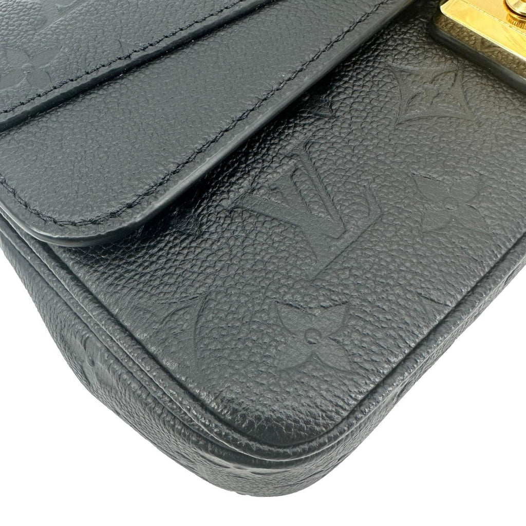 LOUIS VUITTON Marceau Monogram Empreinte Leather Shoulder Bag Black