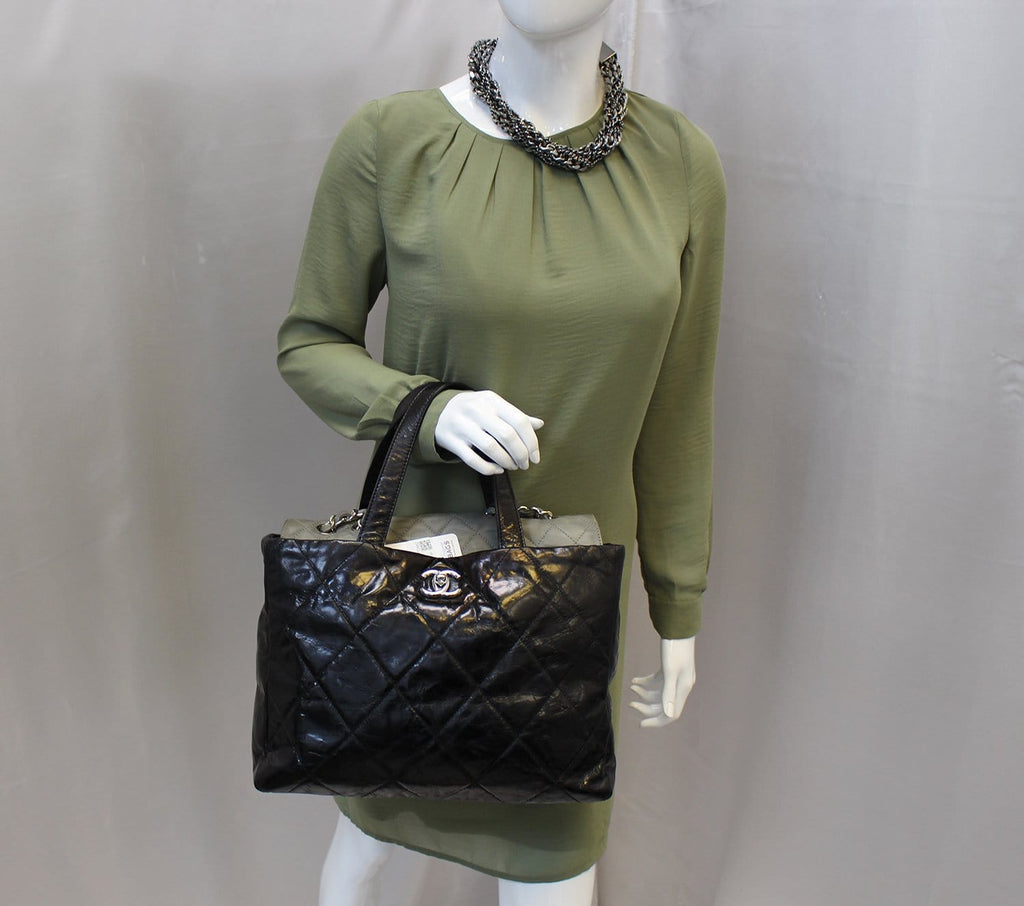 Chanel Black Leather 2 Way Tote Bag - Sale