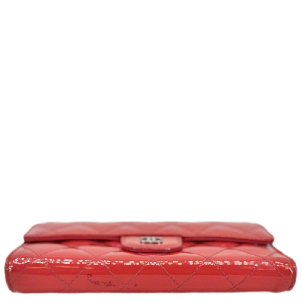 Chanel Quilted Patent Leather Long Wallet Pink