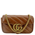 GUCCI Gucci Marmont Super Mini Matelasse Leather Crossbody Bag Brown 476433