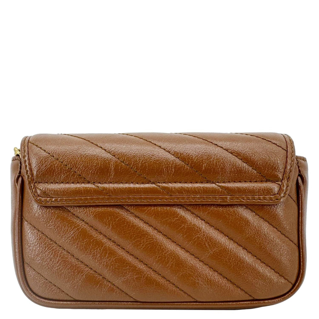 GUCCI Gucci Marmont Super Mini Matelasse Leather Crossbody Bag Brown 476433