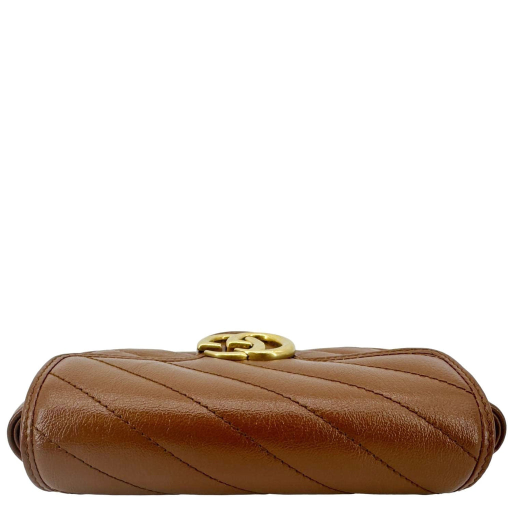 GUCCI Gucci Marmont Super Mini Matelasse Leather Crossbody Bag Brown 476433
