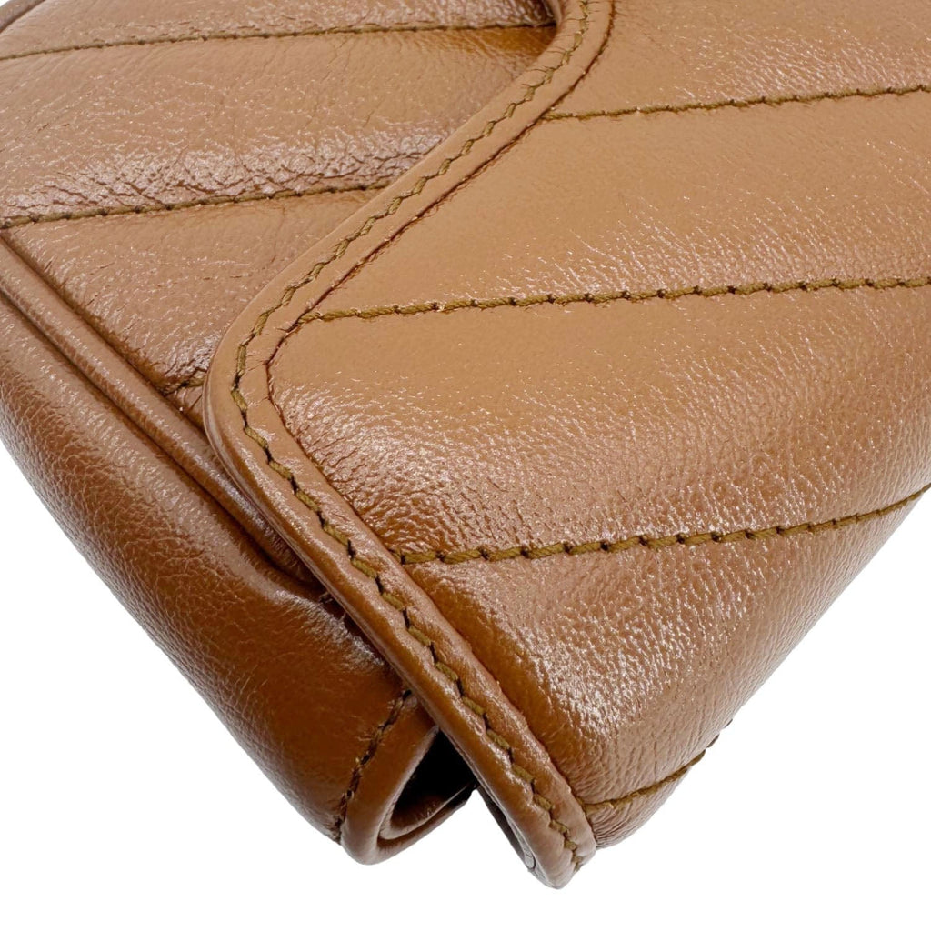 GUCCI Gucci Marmont Super Mini Matelasse Leather Crossbody Bag Brown 476433